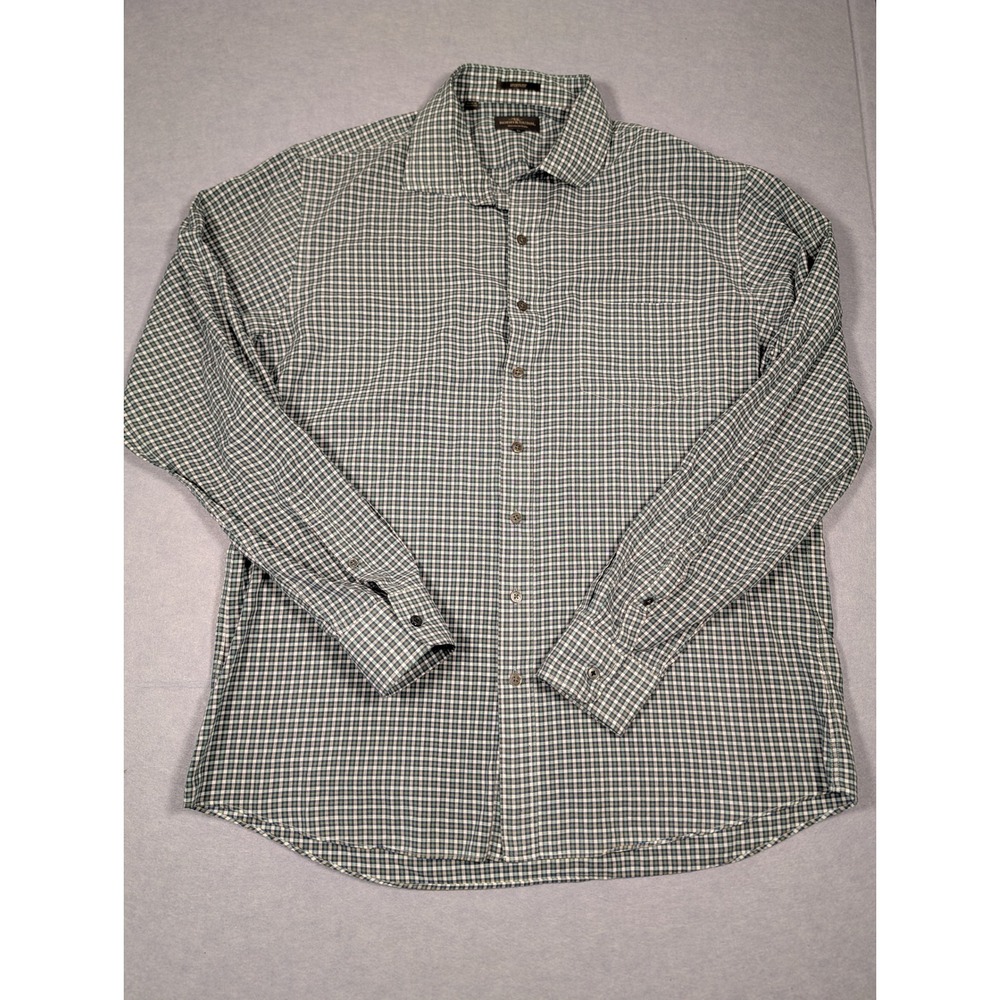 Rodd & Gunn Button Down Shirt Mens XL Green Check Sports Fit Italian Fabric EX